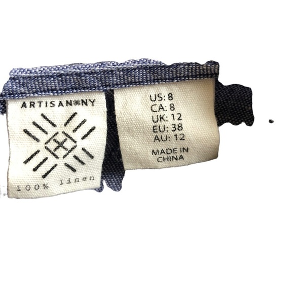 Artisan NY Embroidered Linen Shift Dress Women 8 Light Blue and Darker Embroider - Picture 7 of 8